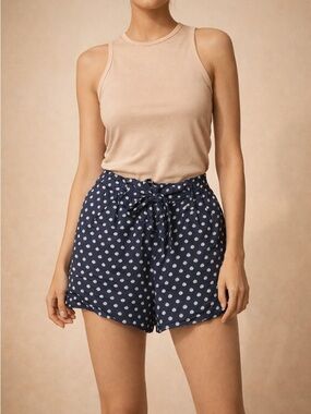 Workshop Republic Clothing Navy Polka Dot Drawstring Shorts
